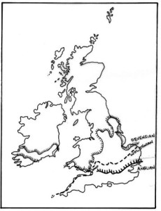 Ice limits of the Anglian, Wolstonian and Devensian ice sheets, courtesy of Chiltern Archaeology